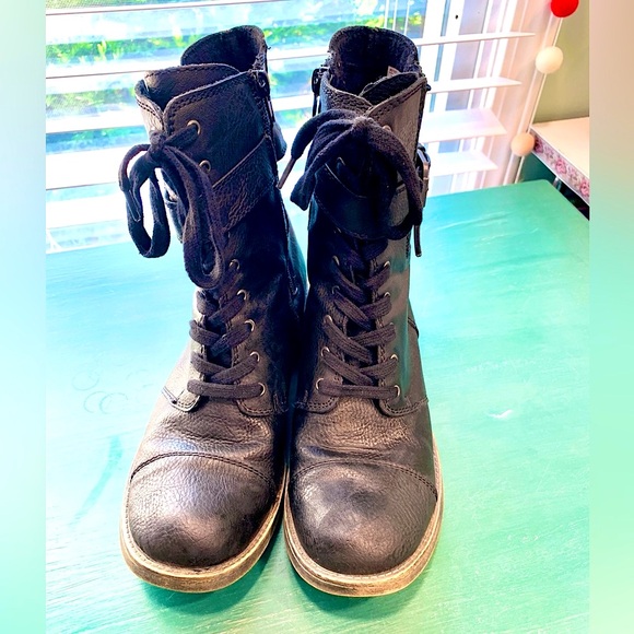 Rocket Dog Ladies Black Combat Boots Size 8 - Picture 1 of 7
